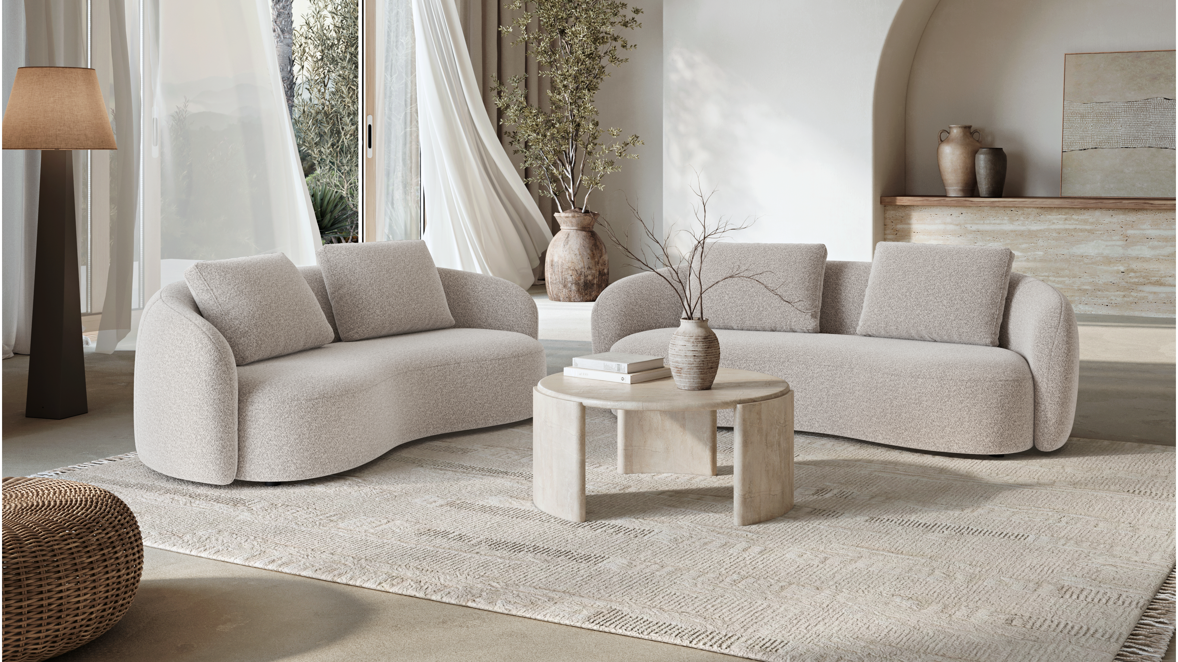 Arc Fabric Three Seater Sofa Moonbeam 7 Thumbnail