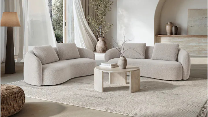 Arc Fabric Three Seater Sofa Moonbeam