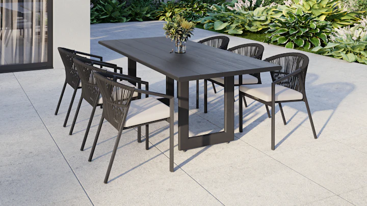 Balmain Ebony 7 - Piece Outdoor Dining Set With Kiama Ebony Chairs