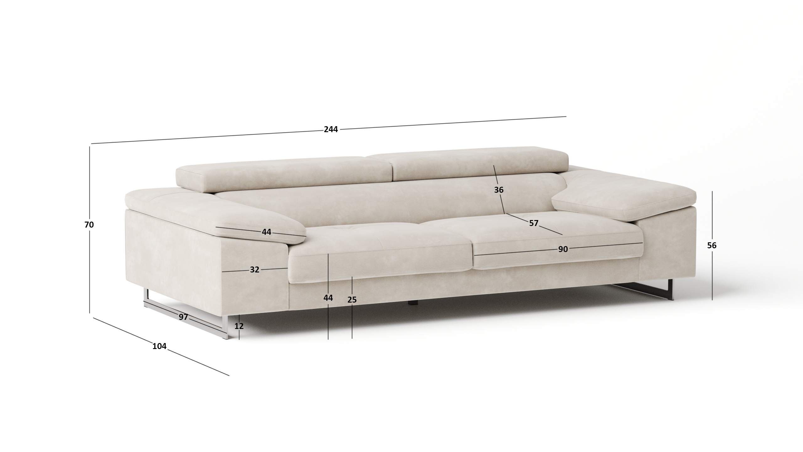 Boston Fabric Three Seat Sofa 7 Thumbnail