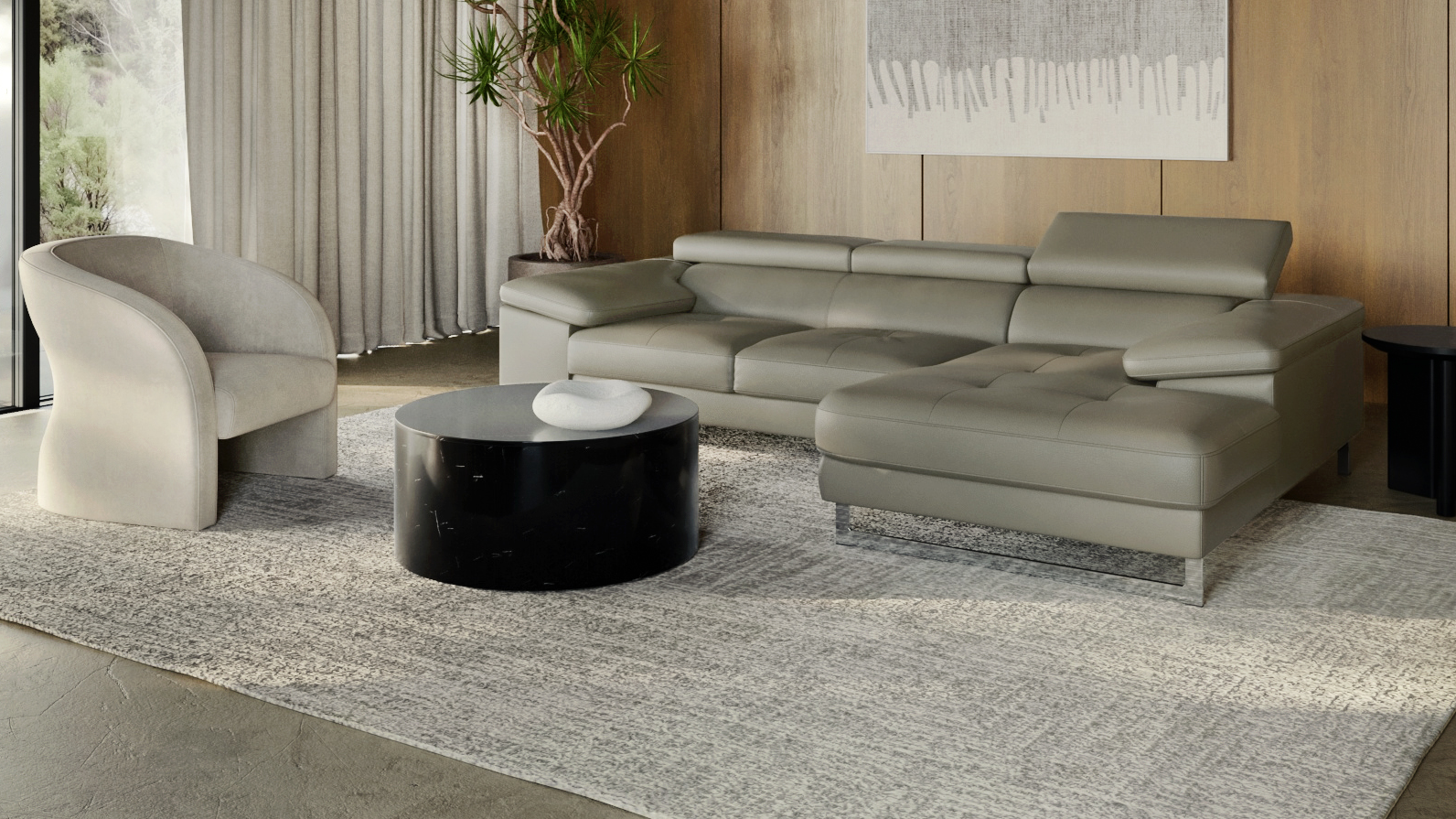 Boston Leather Chaise Lounge Option A