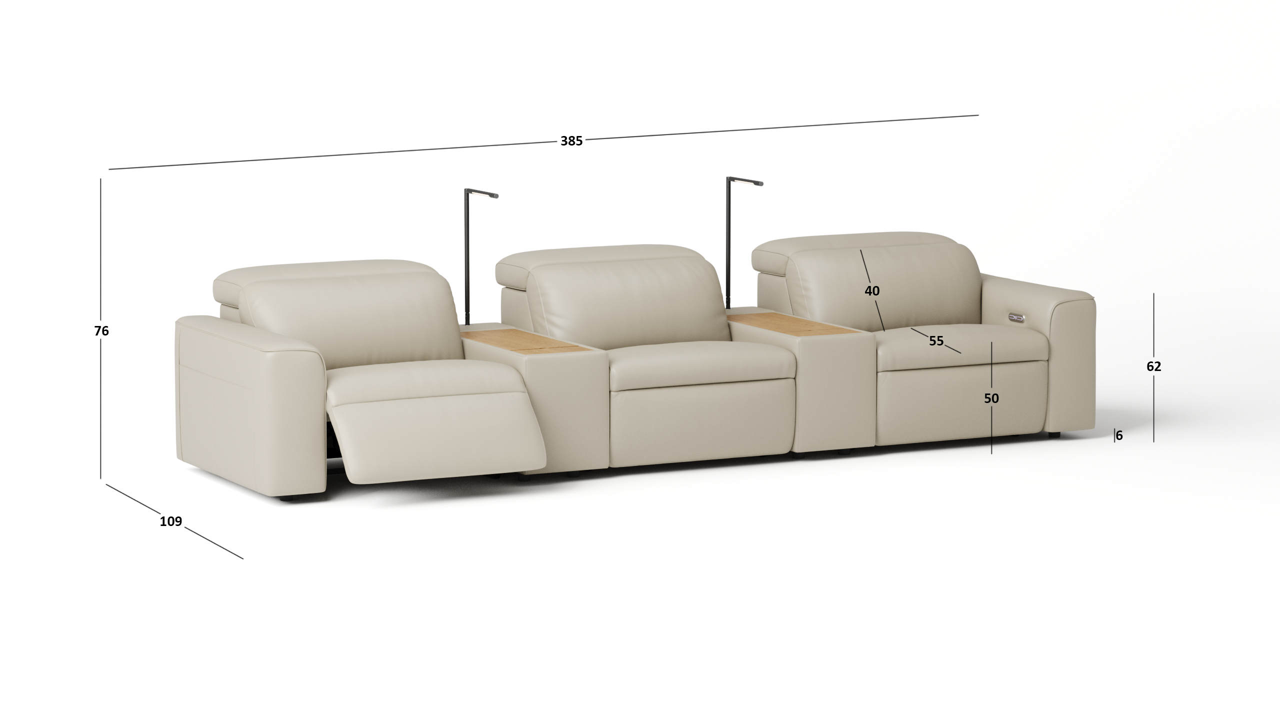 Broadway Leather 3 Seat Home Theatre Recliner Lounge 13 Thumbnail