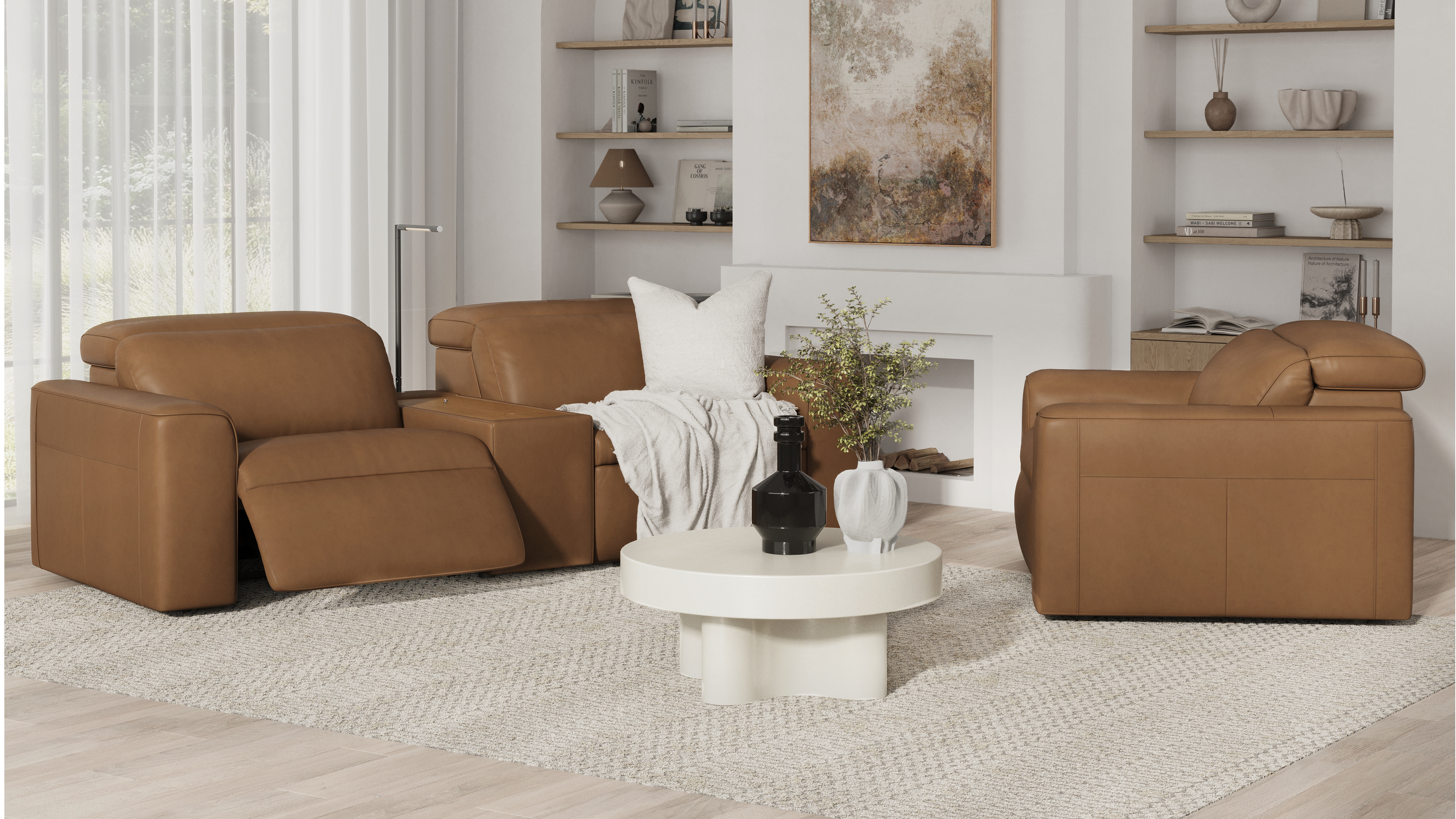 Broadway Leather Compact 2 Seat Home Theatre Recliner Lounge