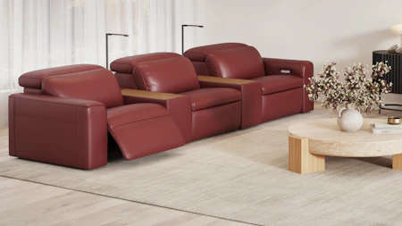 Broadway Leather Compact 3 Seat Home Theatre Recliner Lounge