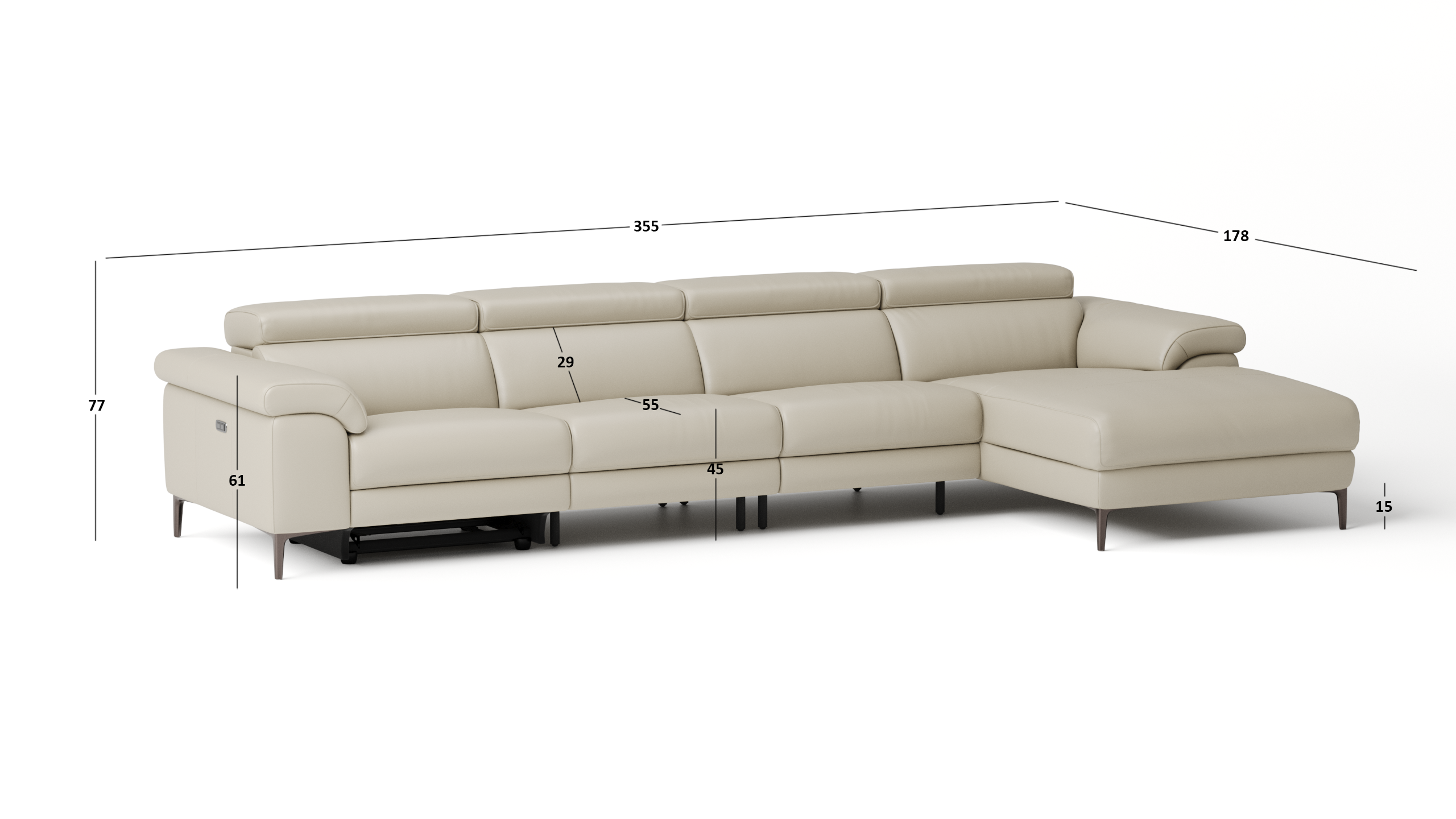 Carlisle Leather Recliner Chaise Lounge Option B 9 Thumbnail