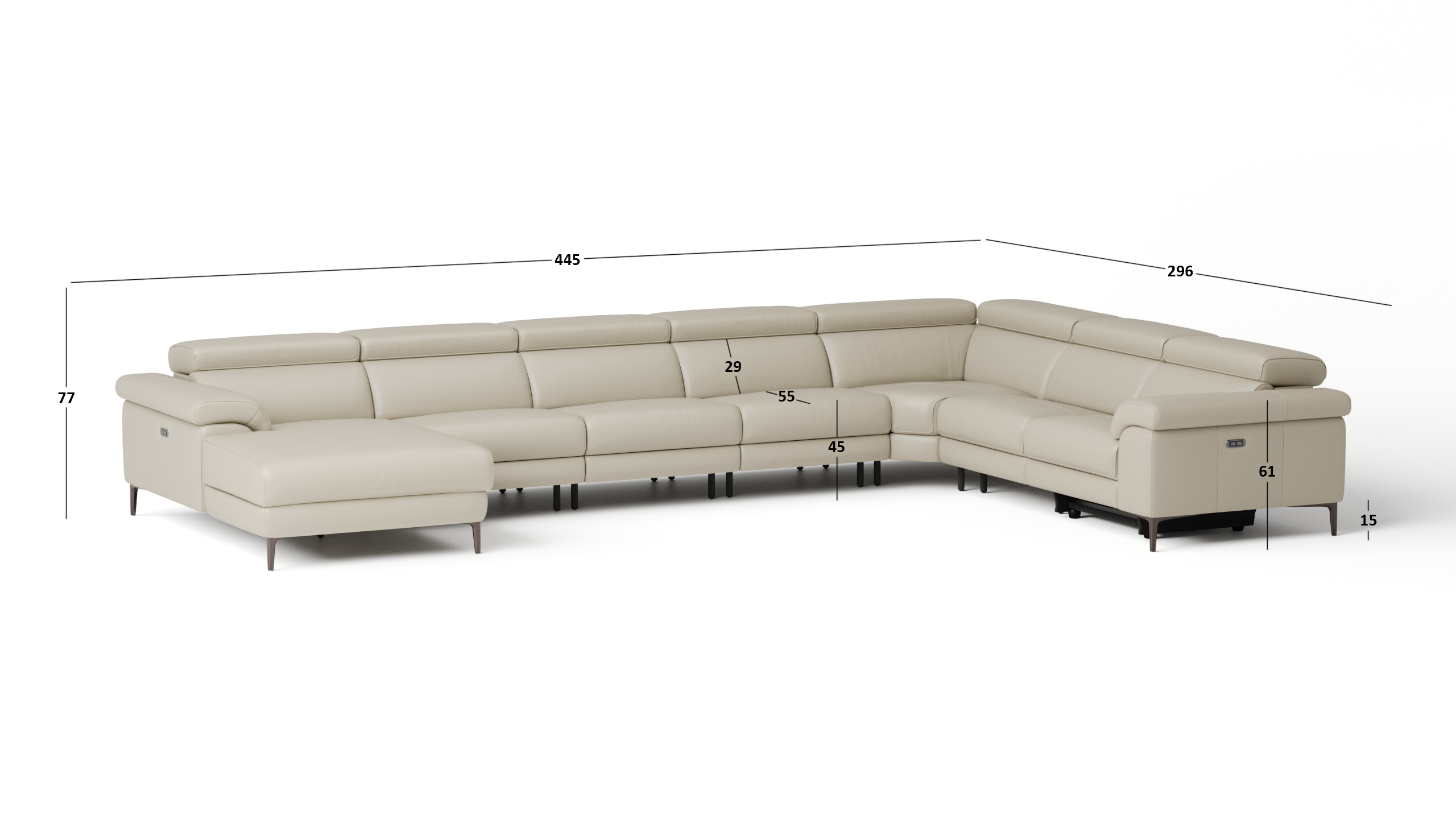 Carlisle Leather Recliner Modular Lounge Option B 3 Thumbnail