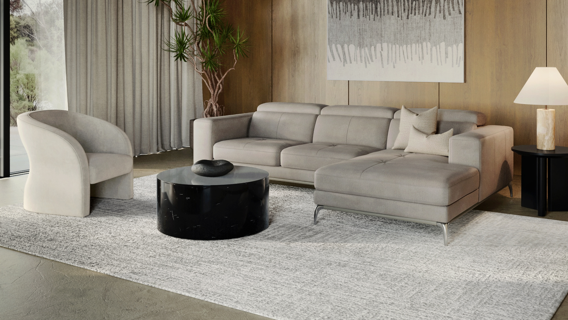 Club Fabric Chaise Lounge Option A