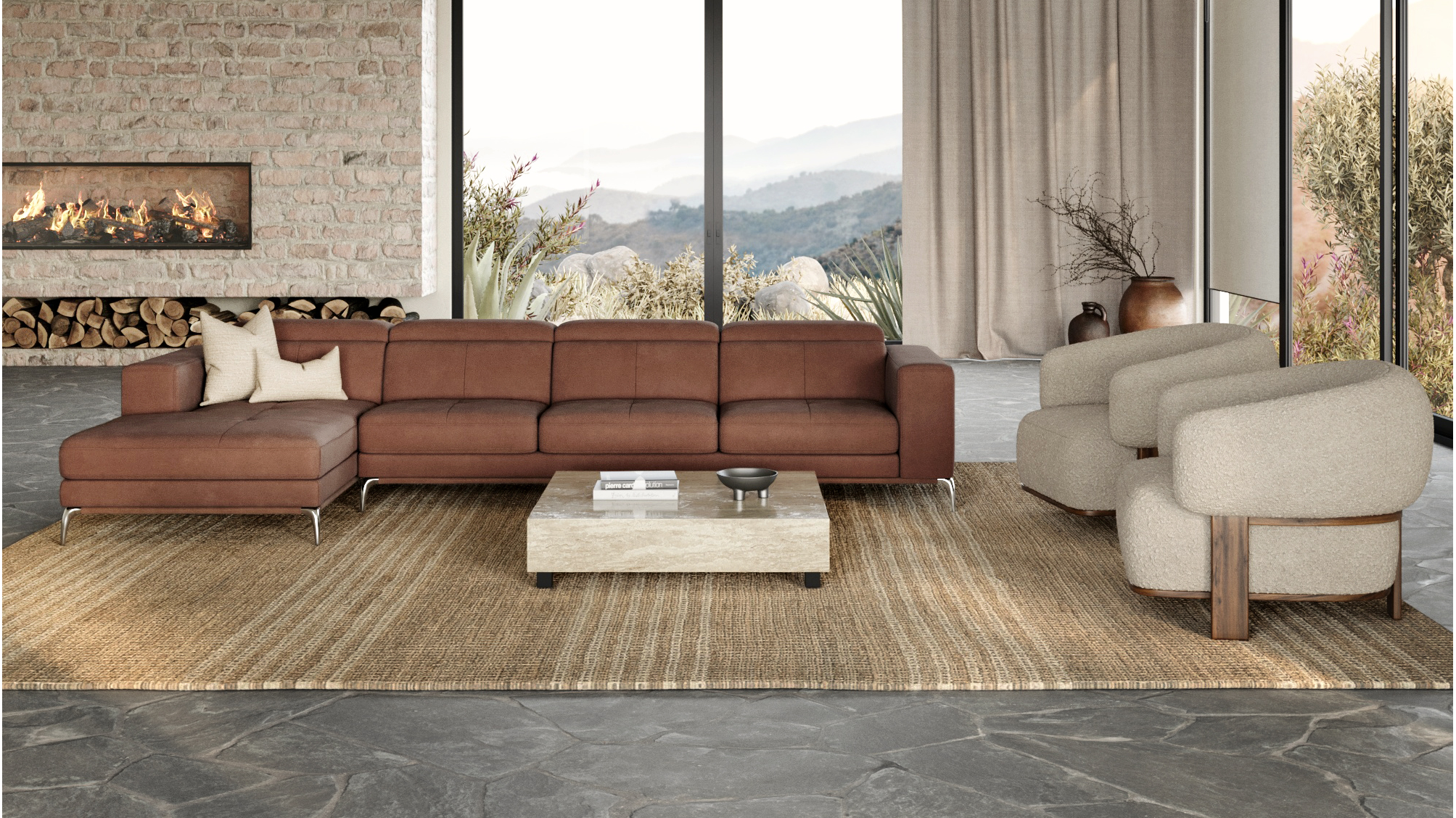 Club Fabric Chaise Lounge Option B
