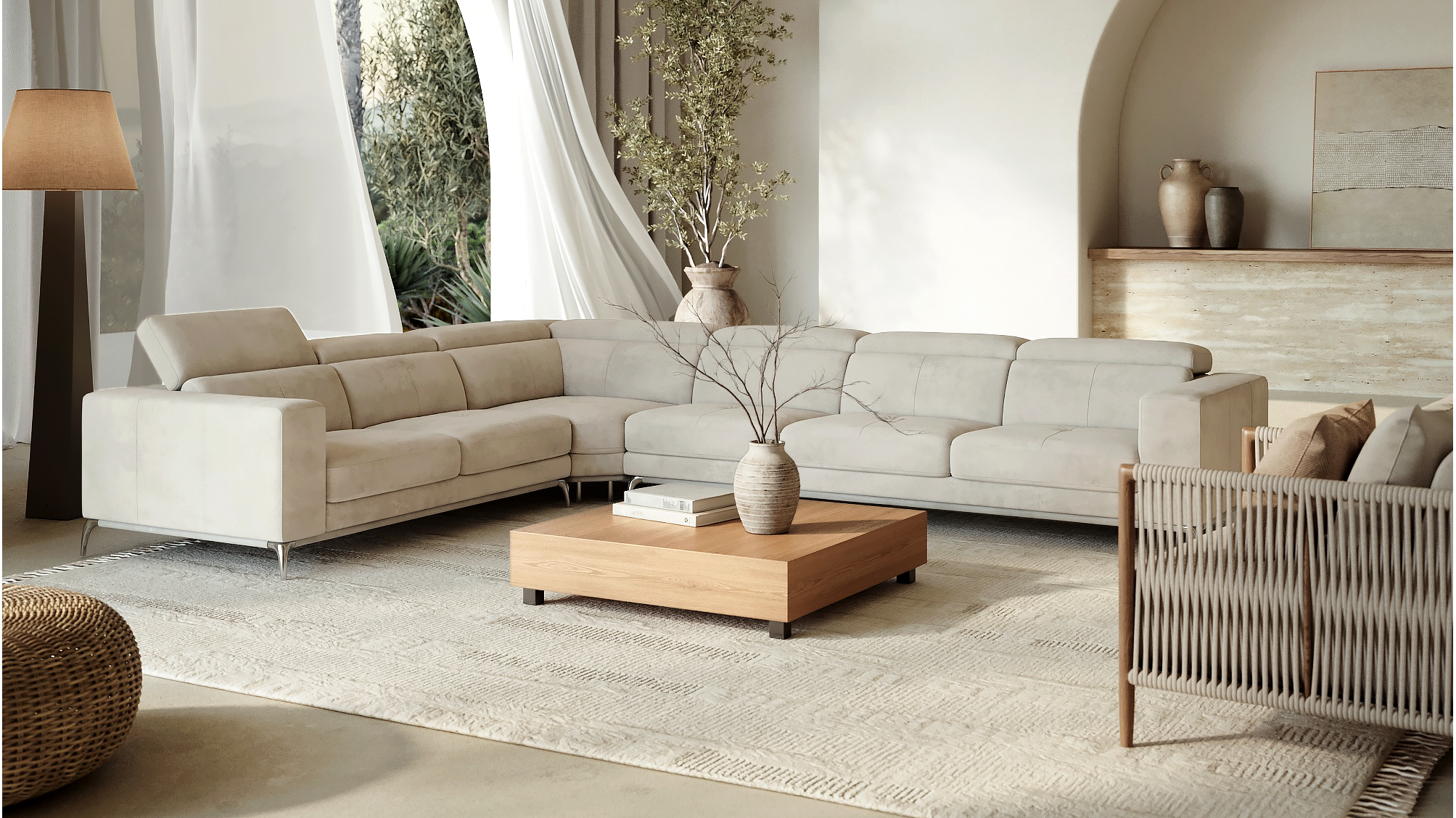 Club Fabric Corner Lounge Option B