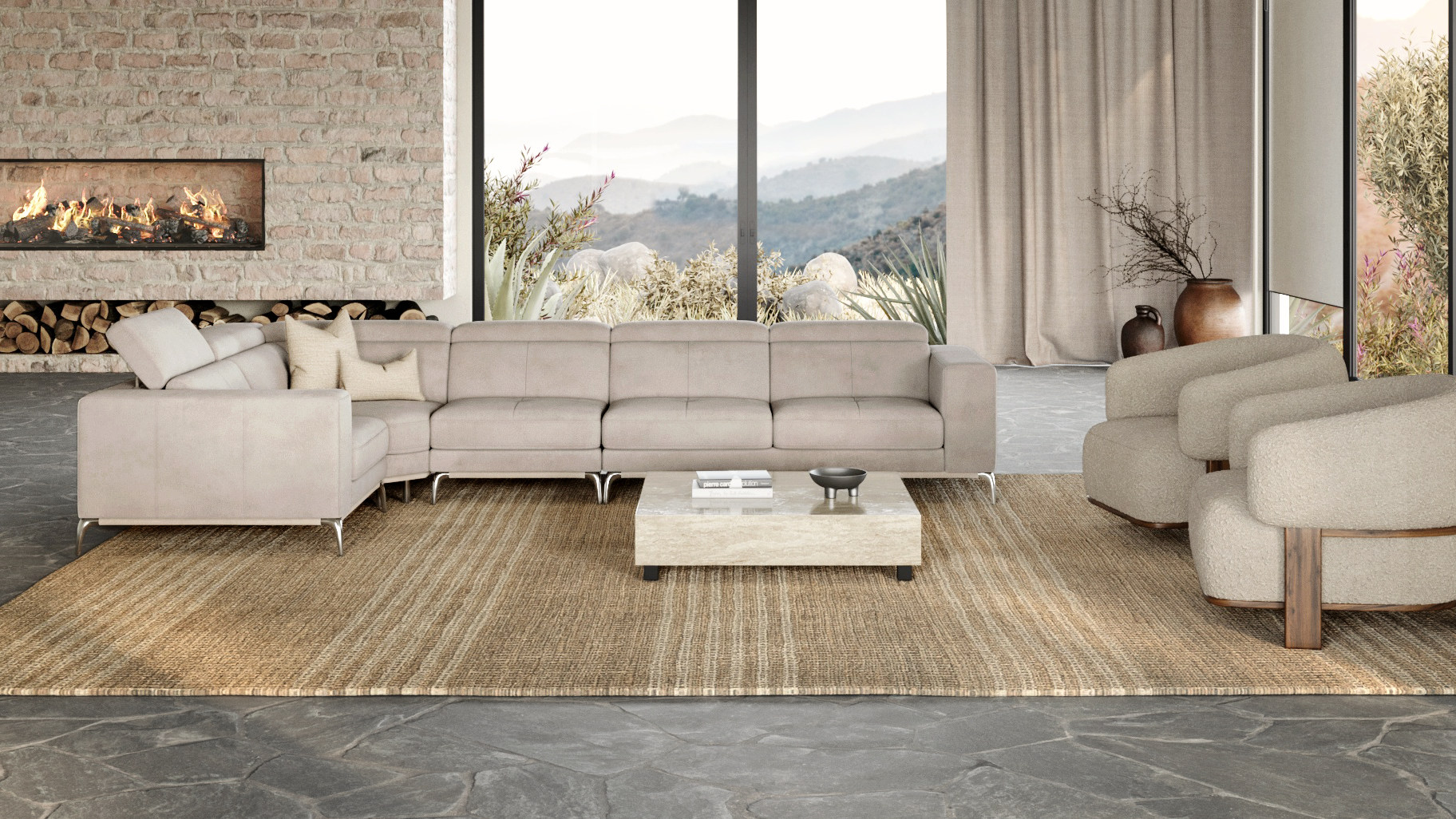 Club Fabric Corner Lounge Option F