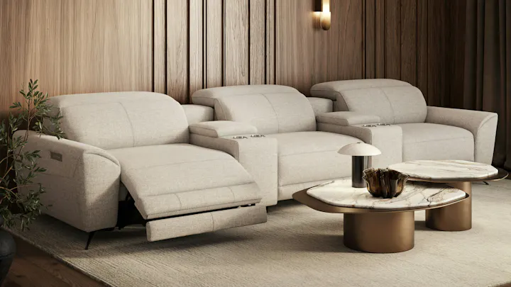Dover Fabric 3 Seat Home Theatre Recliner Lounge