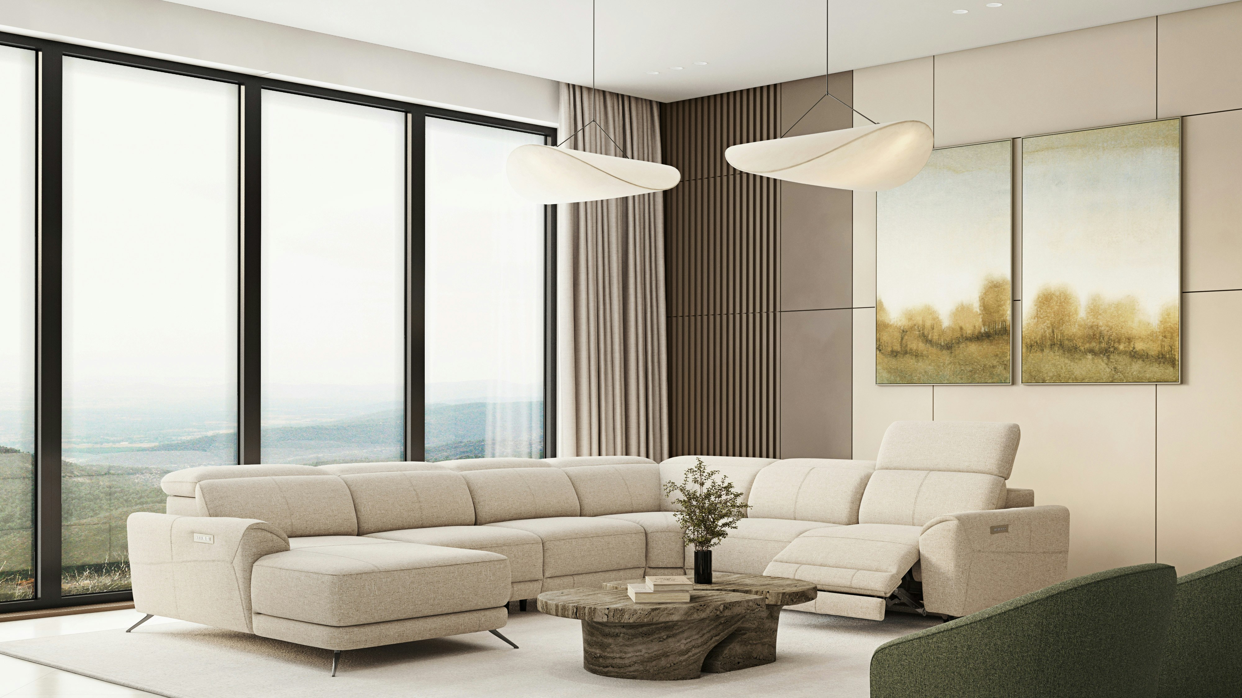 Dover Fabric Recliner Modular Lounge Option A