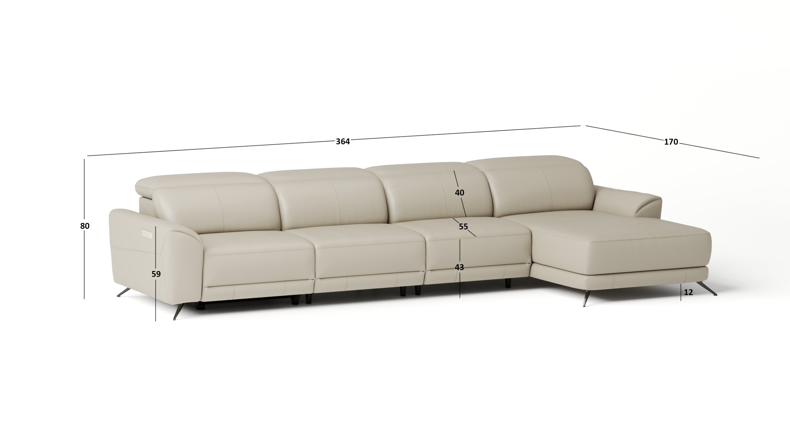 Dover Leather Recliner Chaise Lounge Option B 4 Thumbnail