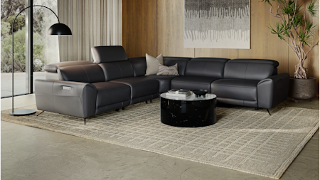 Dover Leather Recliner Corner Lounge Option A