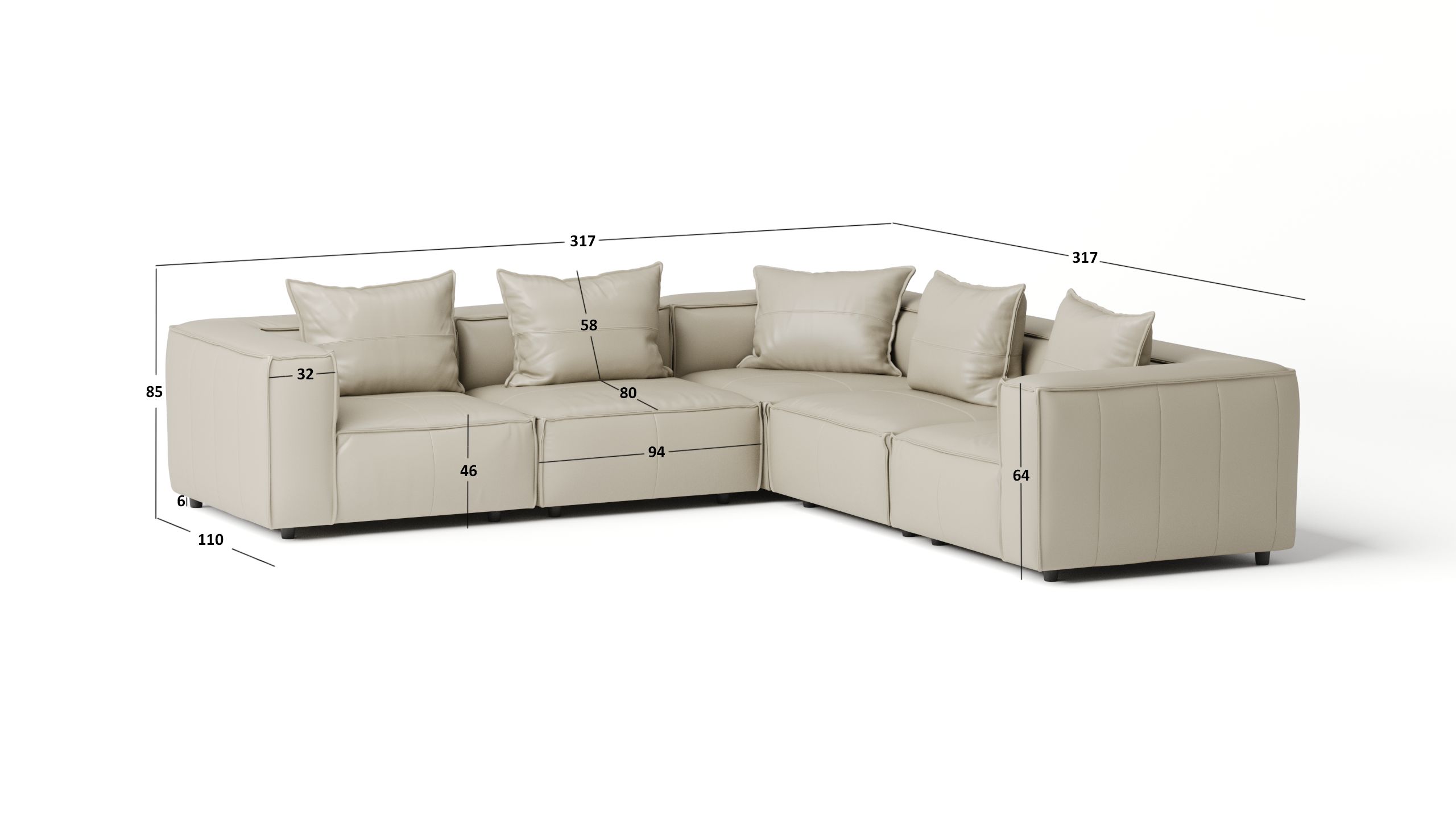 Enzo Leather Corner Lounge Option A 6 Thumbnail