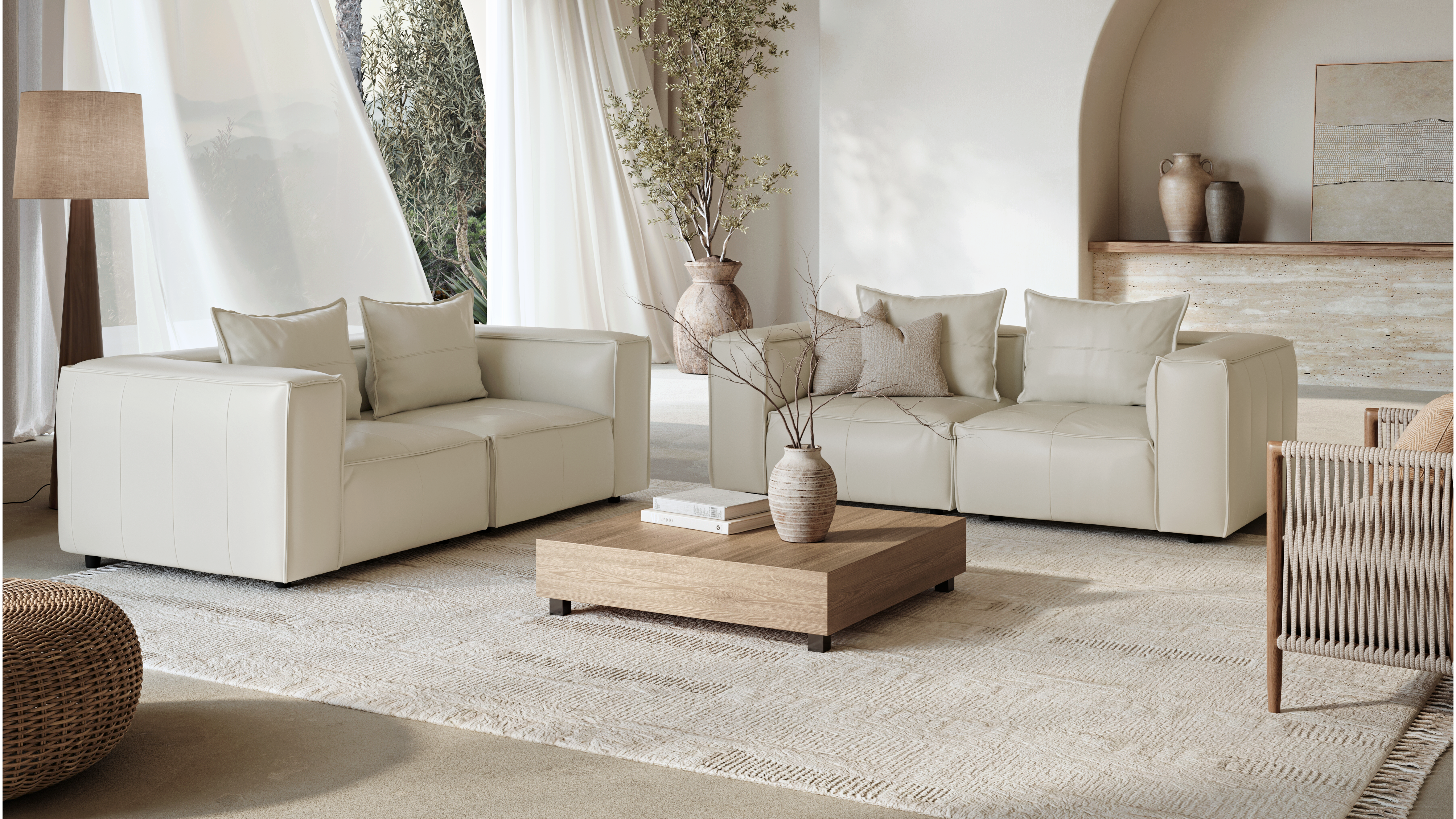 Enzo Leather Two Seat Sofa 5 Thumbnail