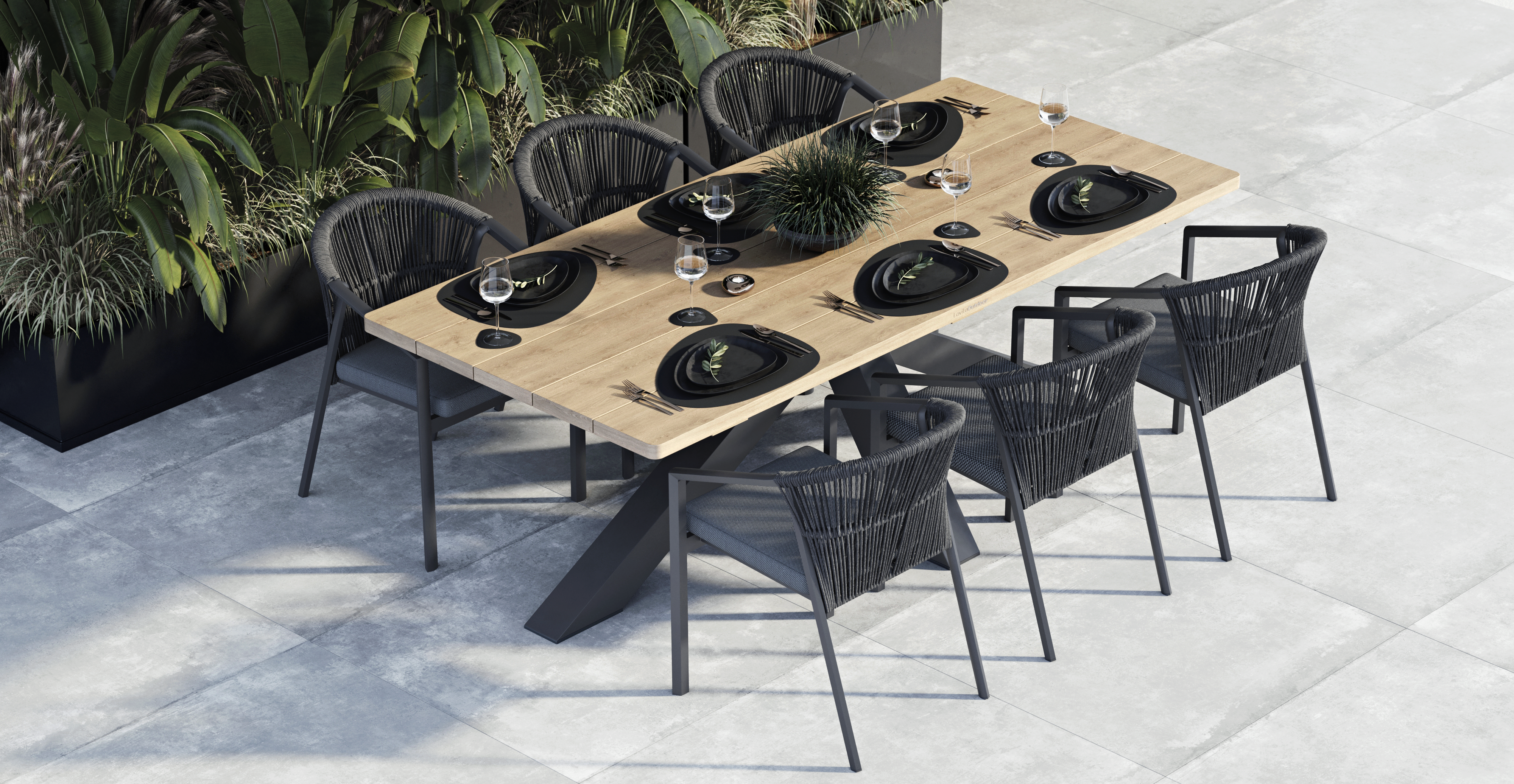 Fraser Anthracite 7-piece Outdoor Dining Set With Kiama Anthracite Chairs 11 Thumbnail
