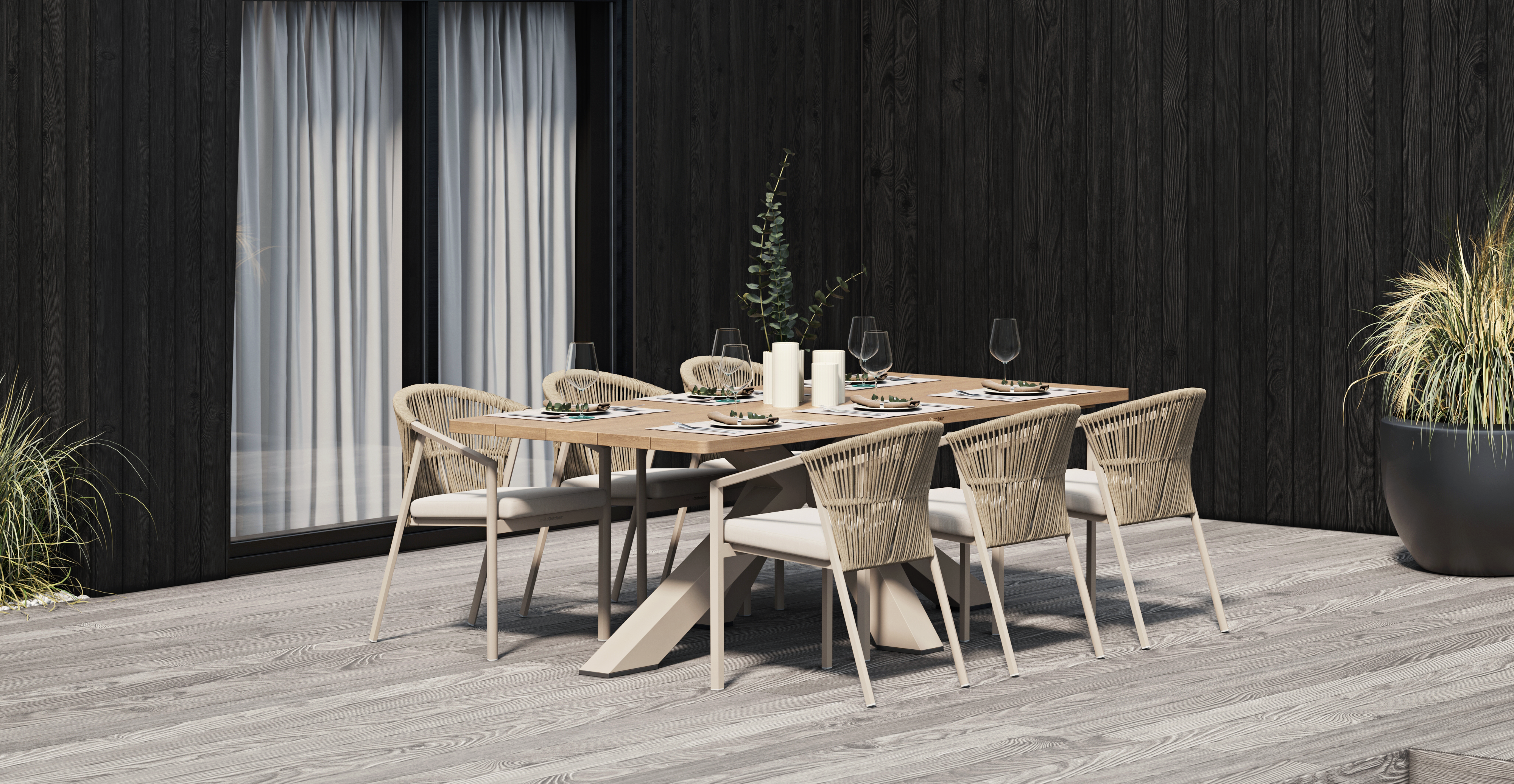 Fraser Mocha 7-piece Outdoor Dining Set With Kiama Mocha Chairs 7 Thumbnail