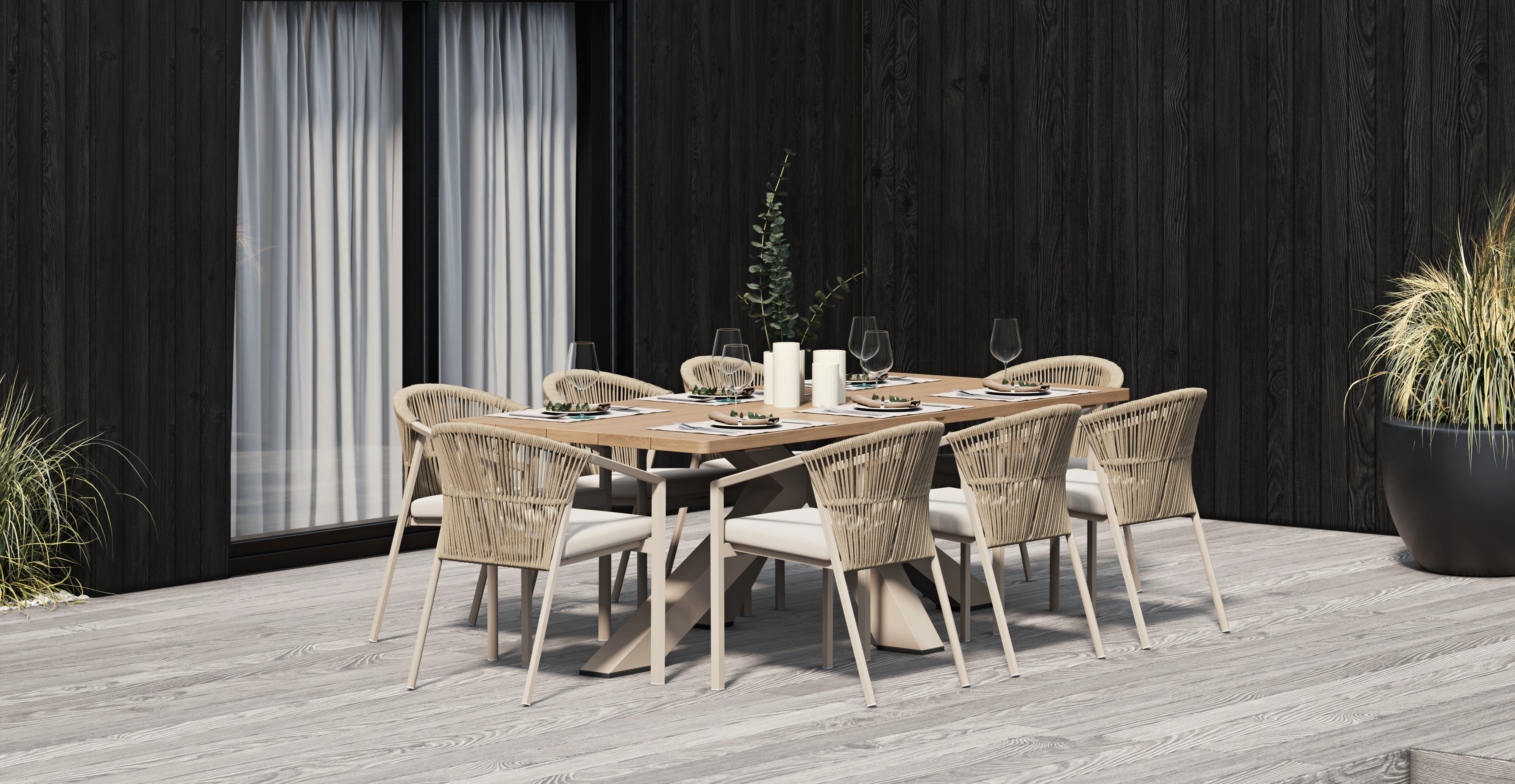 Fraser Mocha 9-piece Outdoor Dining Set With Kiama Mocha Chairs 7 Thumbnail