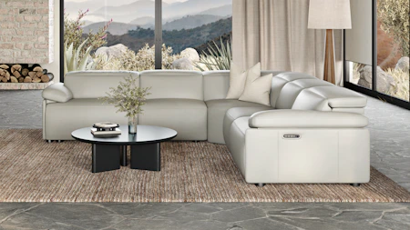 Harlow Leather Corner Lounge Option A with Power Recliner, Power Headrest