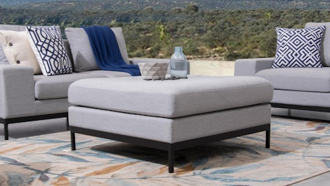 June Outdoor Fabric L Shaped Lounge With Ottoman 6