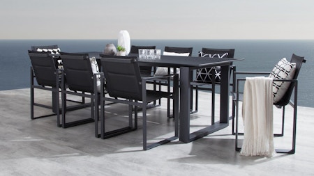 Element Black 9-piece Outdoor Aluminium Dining Set