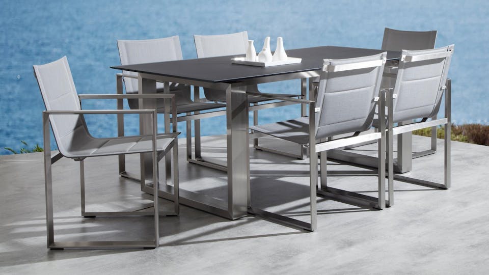 Element 7Piece Outdoor Stainless Steel Dining Set