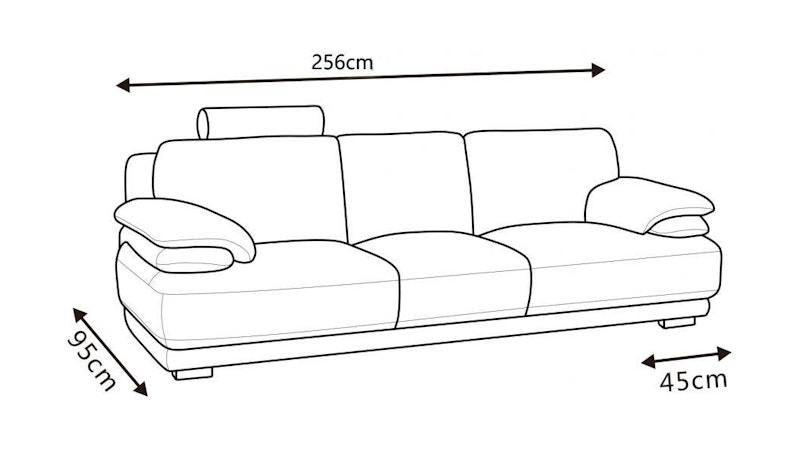 Juliet Fabric Three Seat Sofa Diagram