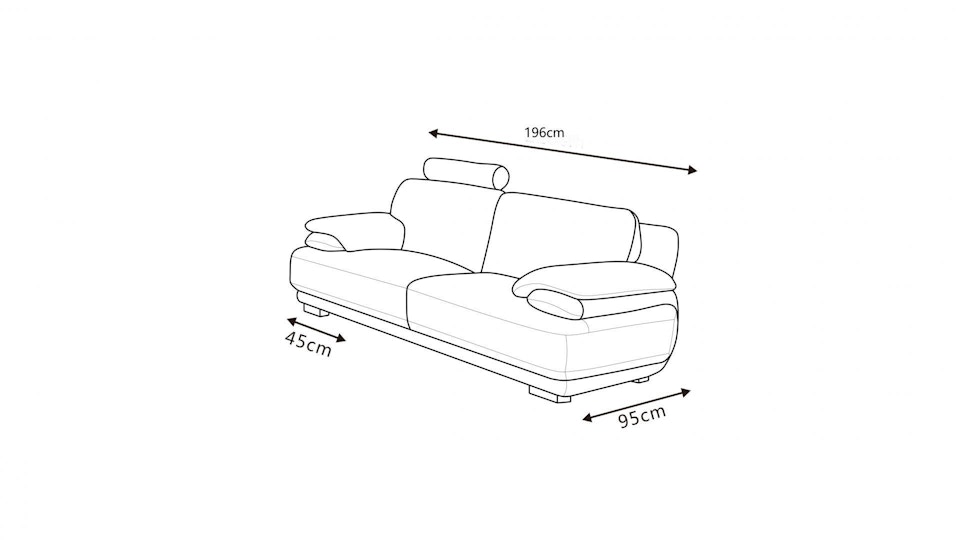 Juliet Leather Two Seat Sofa Diagram