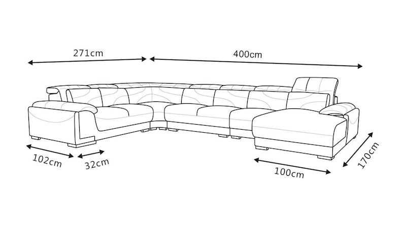 Bronte Leather Modular Lounge Option B Diagram
