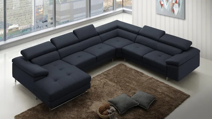 Boston Xpress Black Leather Modular Lounge