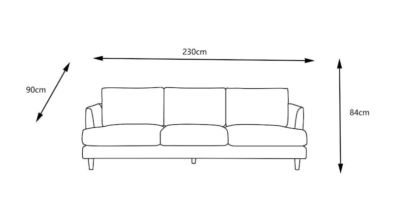 Stellar Fabric Three Seat Sofa Diagram