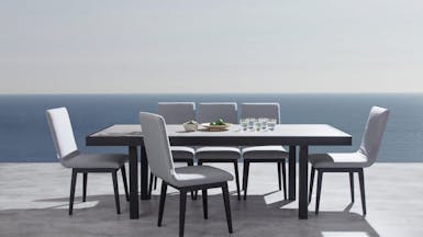 Invini 7-Piece Outdoor Ceramic Dining Set With Kroes Chairs
