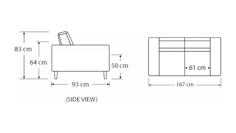 Sven Leather Two Seater Sofa Diagram