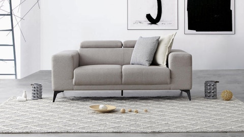 GALAXY Fabric Two Seater Sofa (Fabric- Manisa Fossil ,leg-tapered Leg  Black) 2