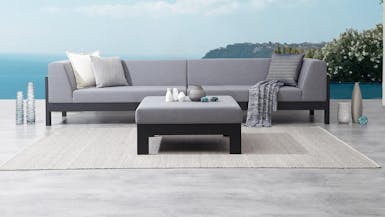 Noosa Black Outdoor Fabric Lounge With Ottoman