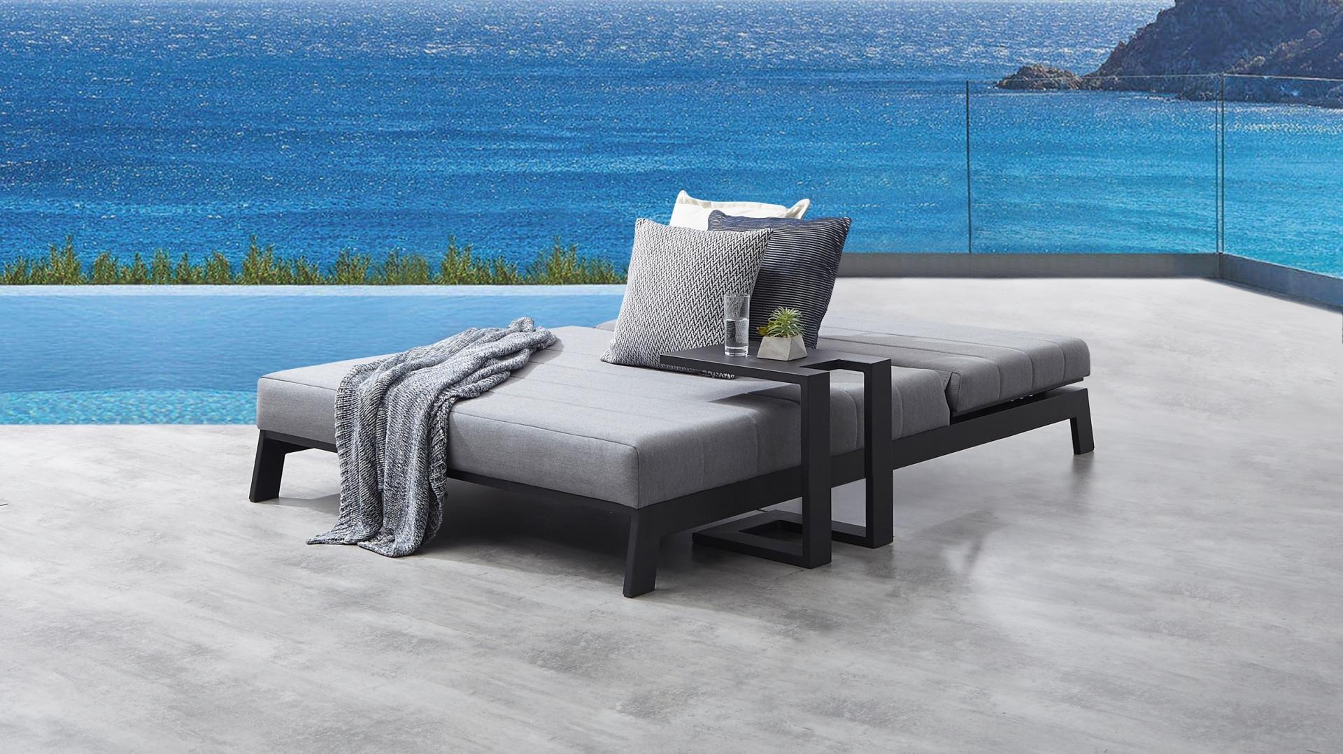 New Noosa Black Outdoor Fabric Double Sun Lounge 25 Thumbnail