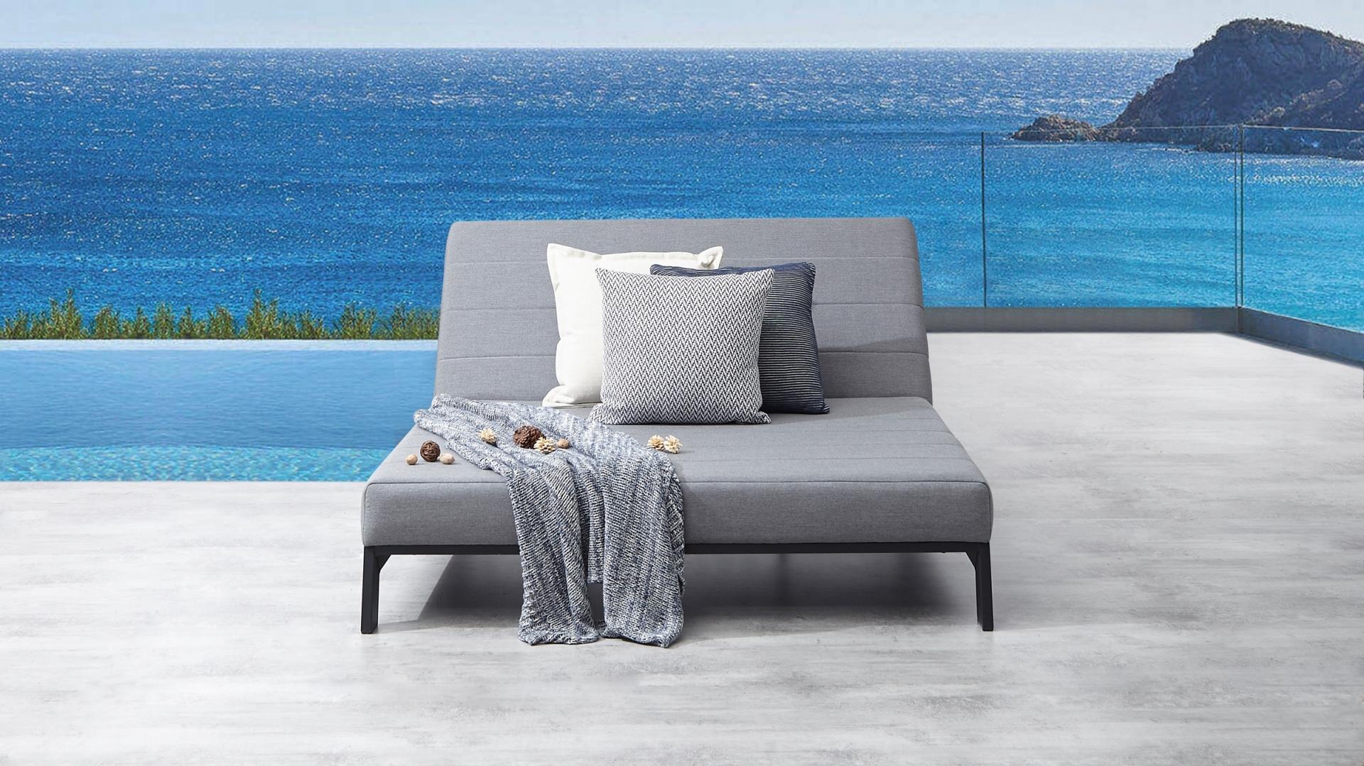 New Noosa Black Outdoor Fabric Double Sun Lounge 25 Thumbnail