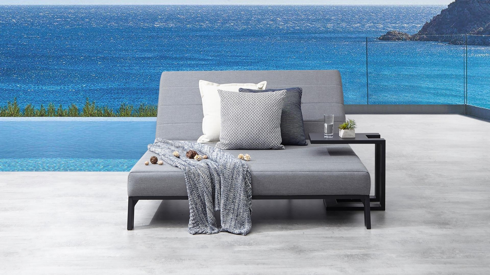 New Noosa Black Outdoor Fabric Double Sun Lounge 25 Thumbnail