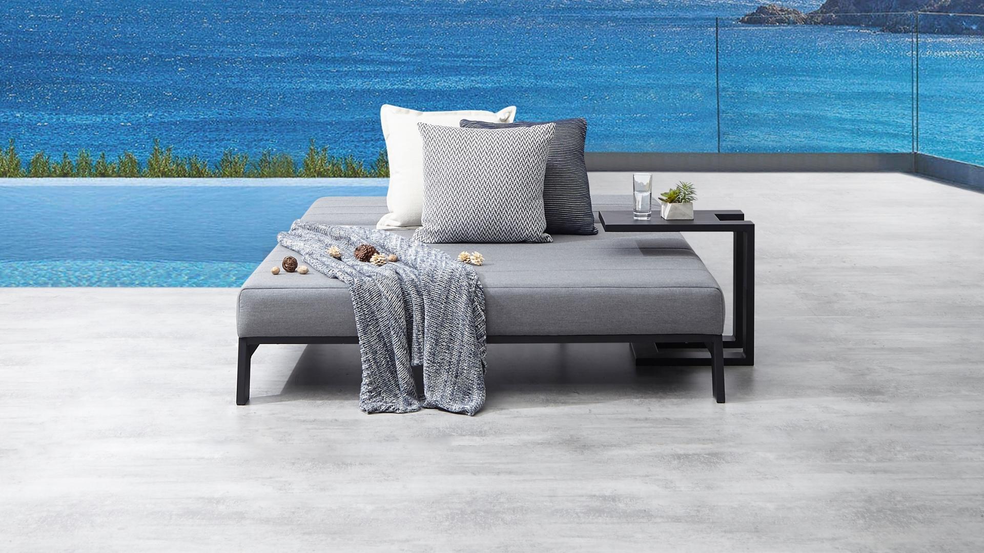 New Noosa Black Outdoor Fabric Double Sun Lounge 25 Thumbnail