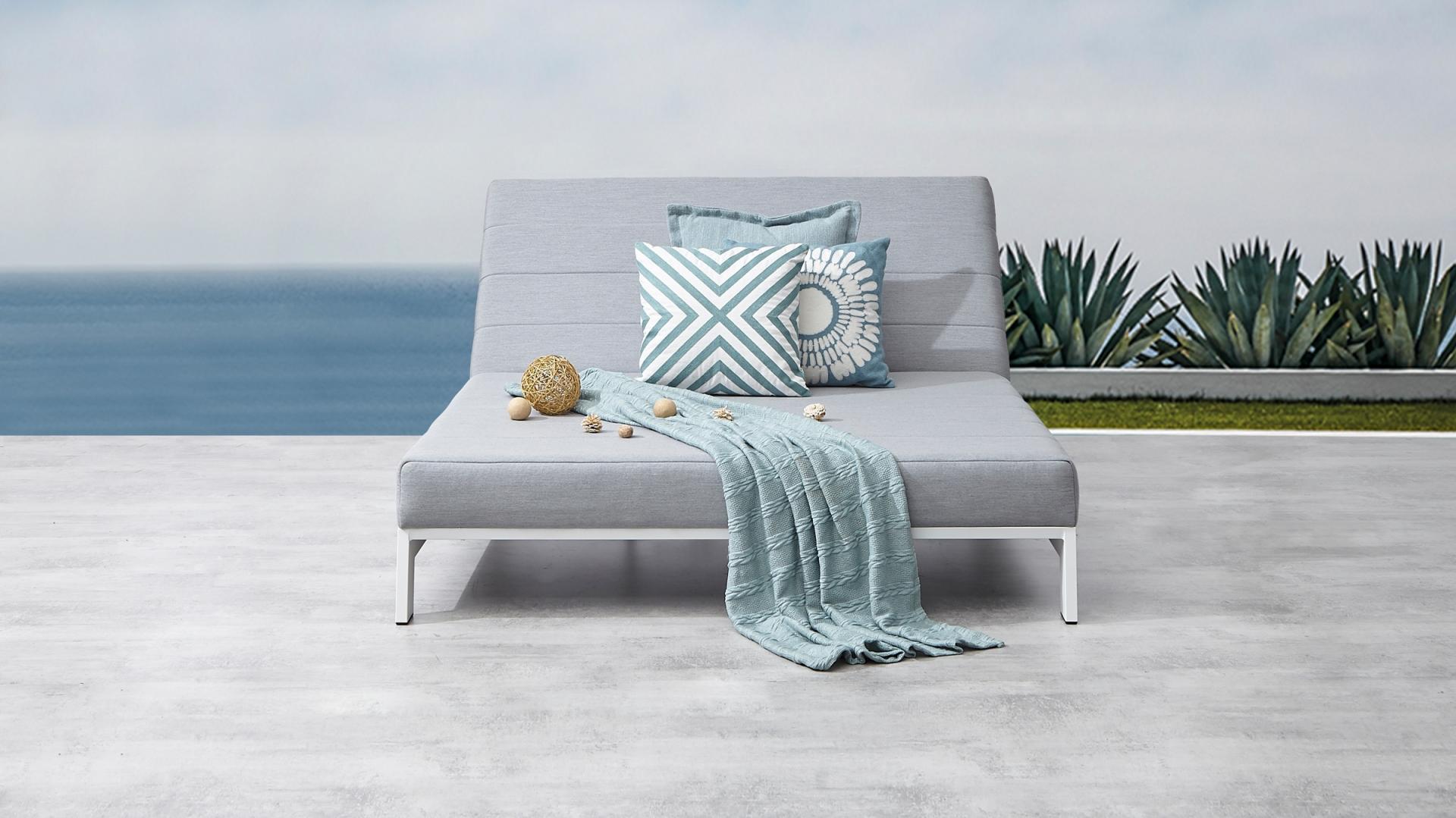 New Noosa White Outdoor Fabric Double Sun Lounge 8 Thumbnail