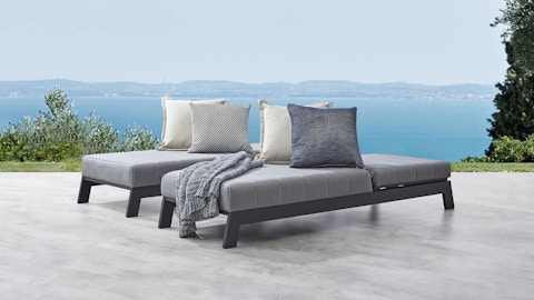New Noosa Black Outdoor Fabric Sun Lounge Set With Side Tables 7 Thumbnail