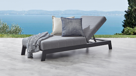 New Noosa Black Outdoor Fabric Sun Lounge