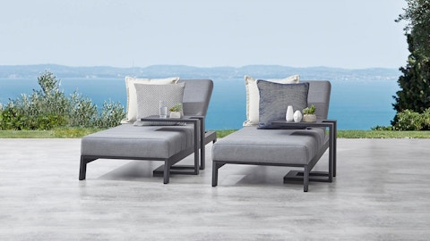 Noosa Black Outdoor Fabric Sun Lounge Set With Side Tables 3
