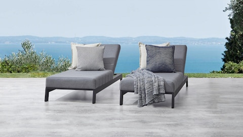 Noosa Black Outdoor Fabric Sun Lounge Set With Side Tables 7