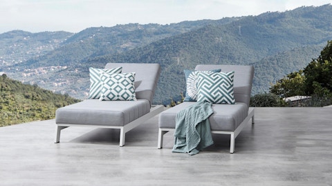 Noosa White Outdoor Fabric Sun Lounge Set With Side Tables 12 Thumbnail
