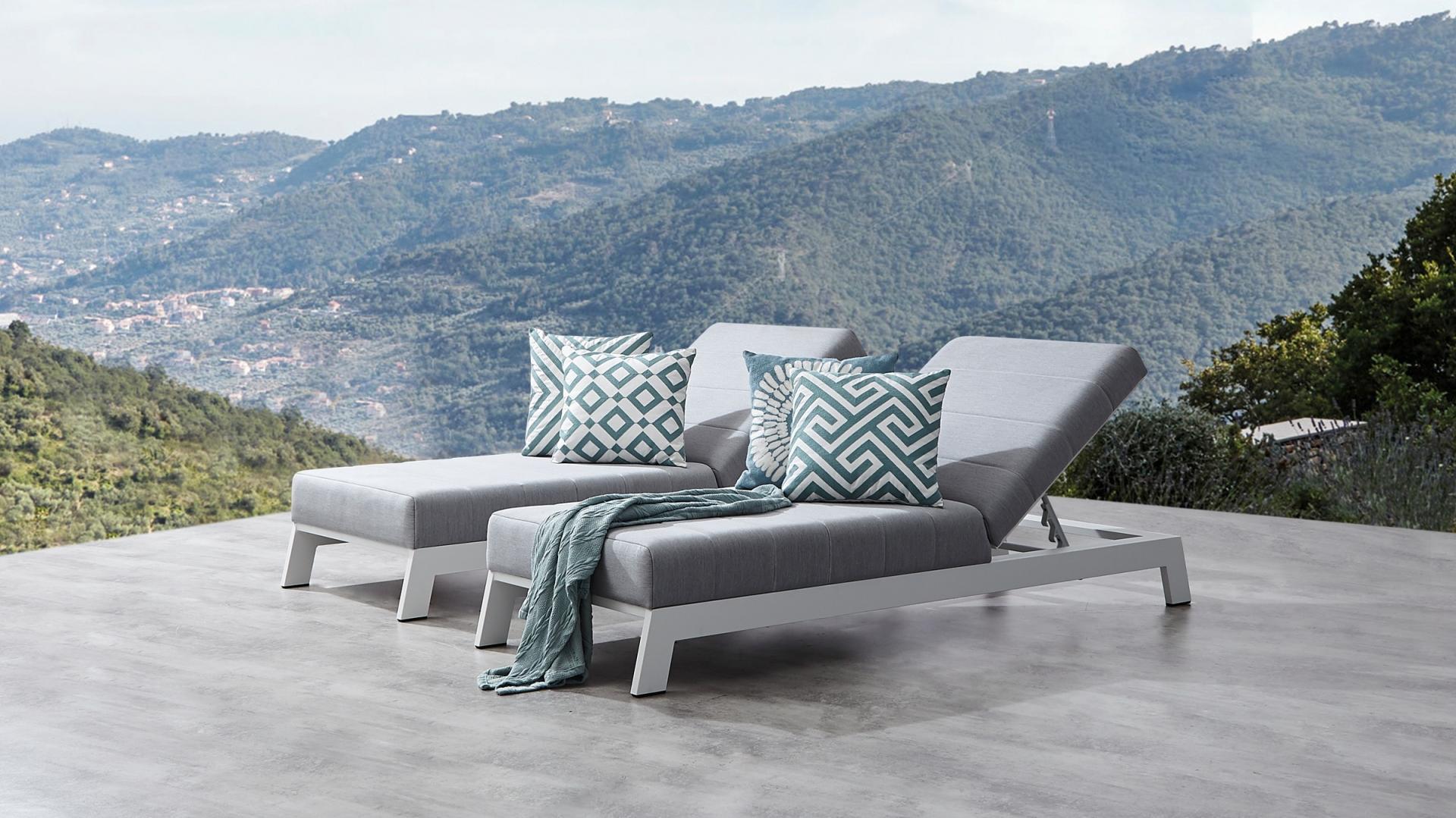 New Noosa White Outdoor Fabric Sun Lounge Set With Side Tables 9 Thumbnail