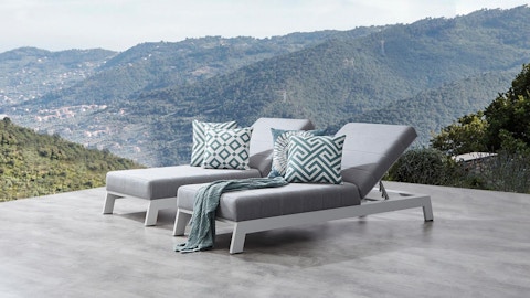 New Noosa White Outdoor Fabric Sun Lounge Set With Side Tables 8 Thumbnail