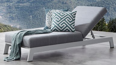 Noosa White Outdoor Fabric Sun Lounge
