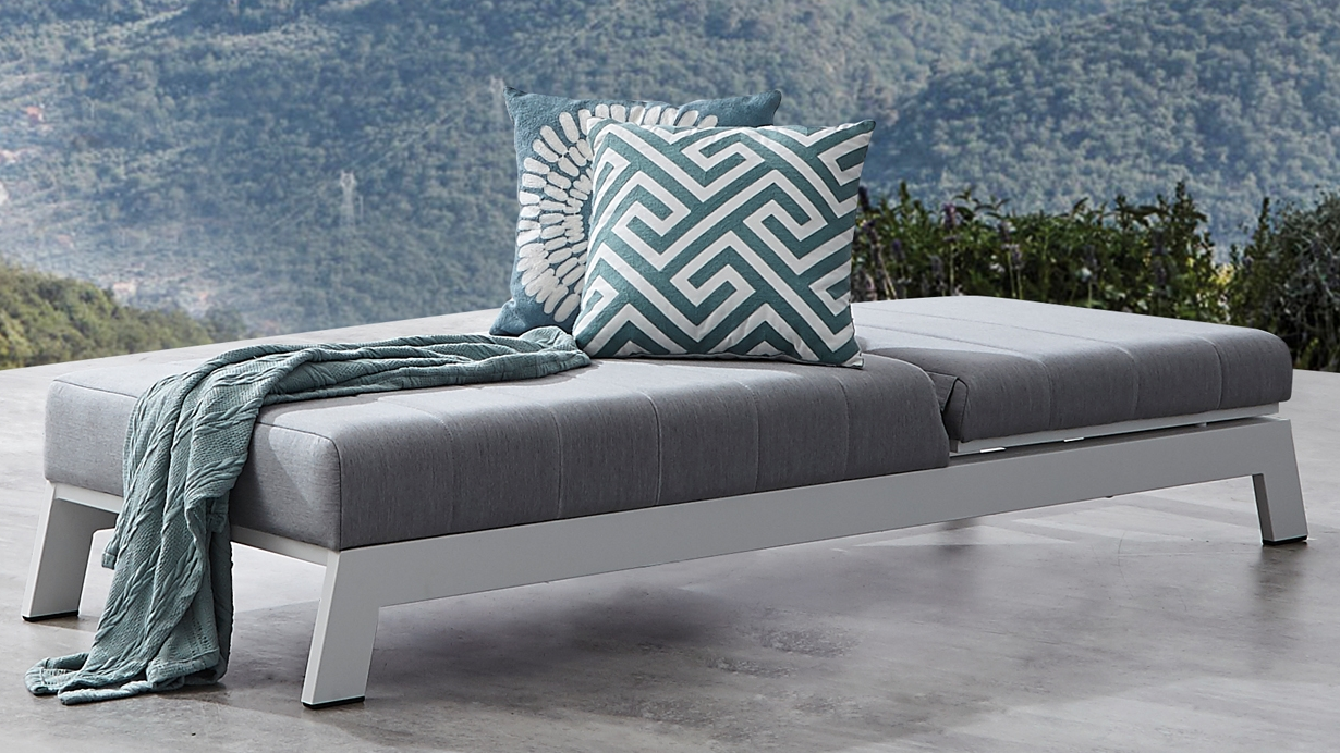 Lavi White Outdoor Fabric Sun Lounge 6 Thumbnail